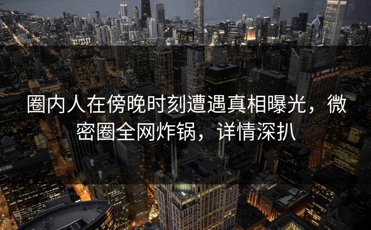 圈内人在傍晚时刻遭遇真相曝光,微密圈全网炸锅,详情深扒