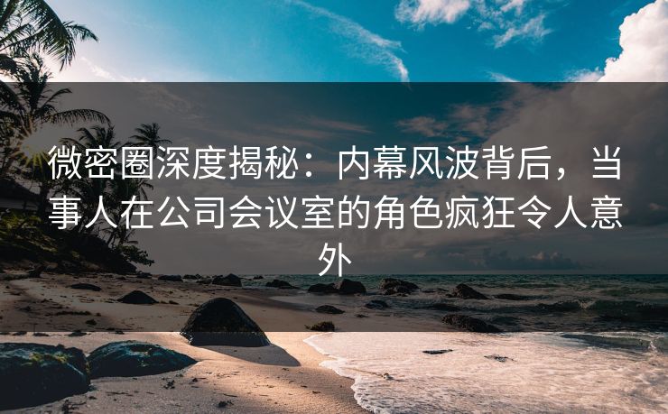 微密圈深度揭秘:内幕风波背后,当事人在公司会议室的角色疯狂令人意外